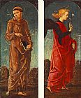St Francis of Assisi and Announcing Angel (panels of a polyptych) by Cosme Tura